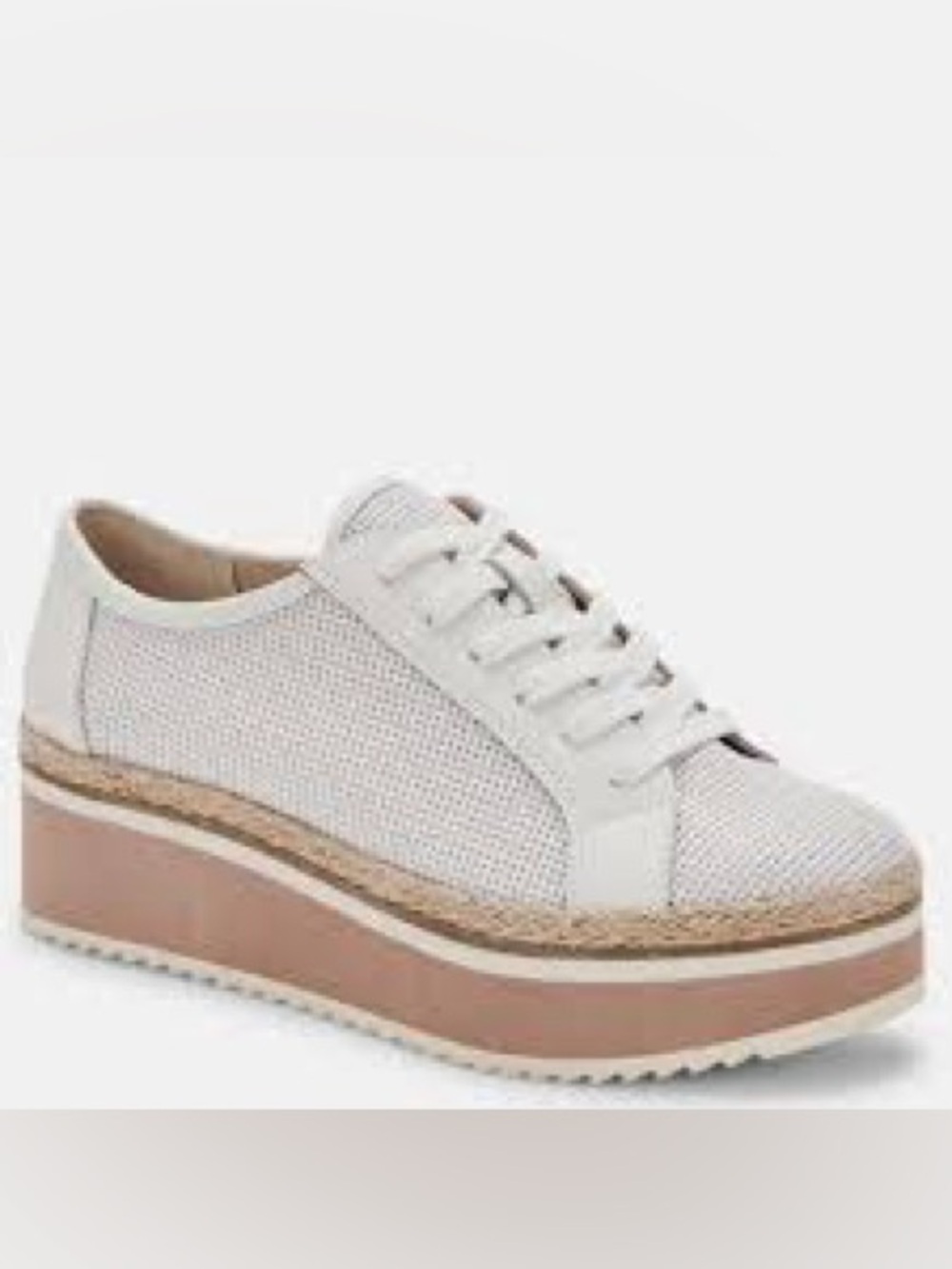 Dolce Vita White Lace-Up Platform Sneaker with Tan Jute braid Sole